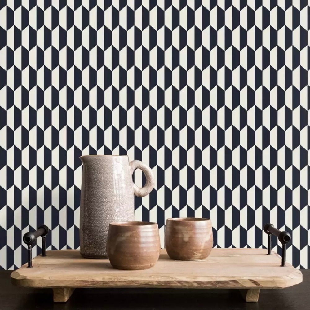 NEW Cole & Son Wallpaper | Frontier Tile 89/7028 |‎ 2 Rolls | Black Geometric II